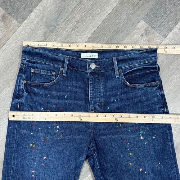 Loft Made and Loved Paint Splatter Boyfriend Jeans Blue 8 Button Fly - Picture 12 of 16